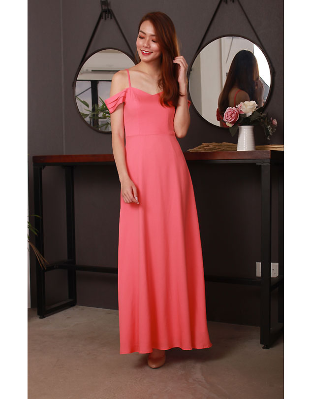 Ophelia Maxi Dress in Coral